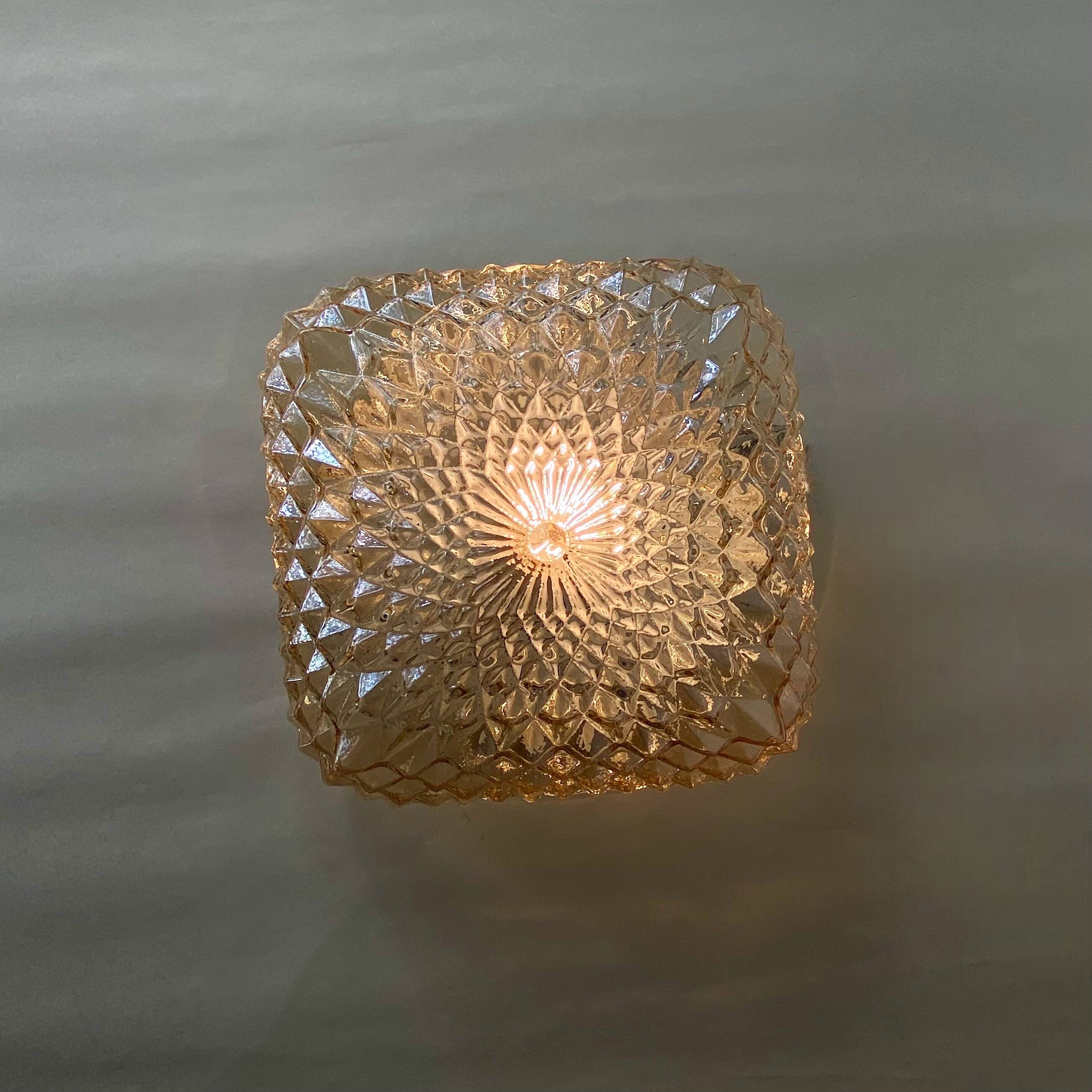 Wall light ceiling light amber glass gold 1970 1980 LAMP-7327