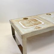 Table basse céramique / chrome — Jean Gregorieff, France, 1970s
