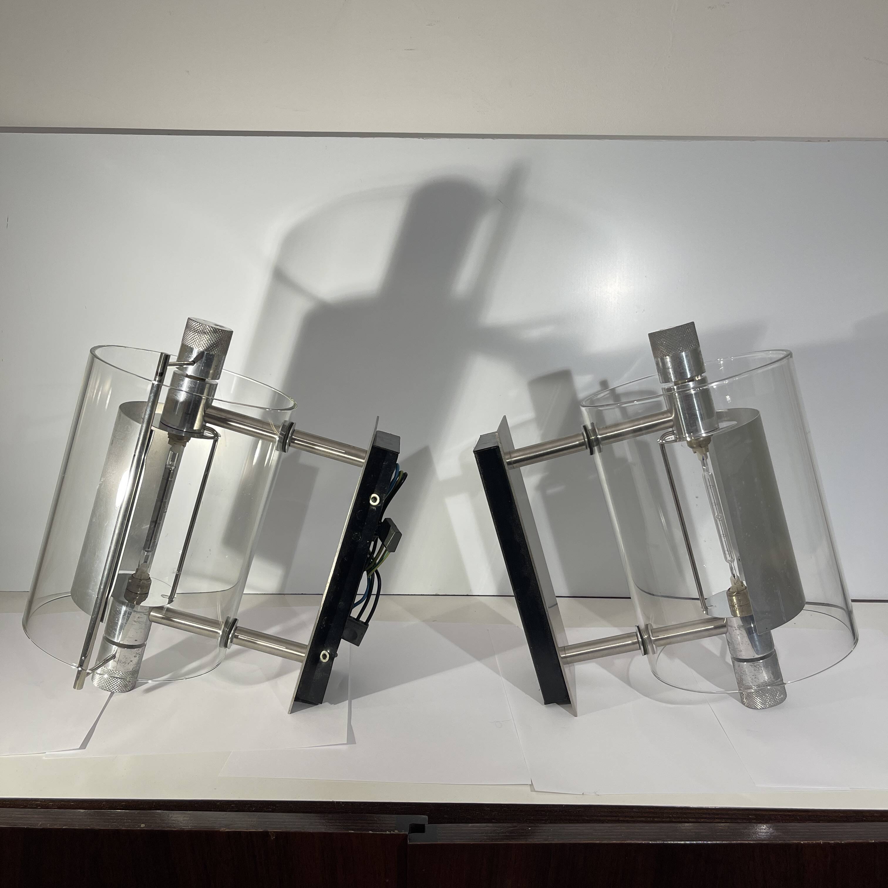 Pair of modernist wall lights, Pierre Lallemand / Moonlight "Cyclops" 1992