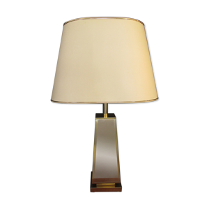 Lampe vintage dorée et miroir roche bobois 1970