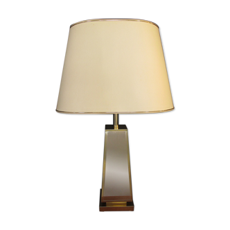 Lampe vintage dorée et miroir Roche Bobois 1970