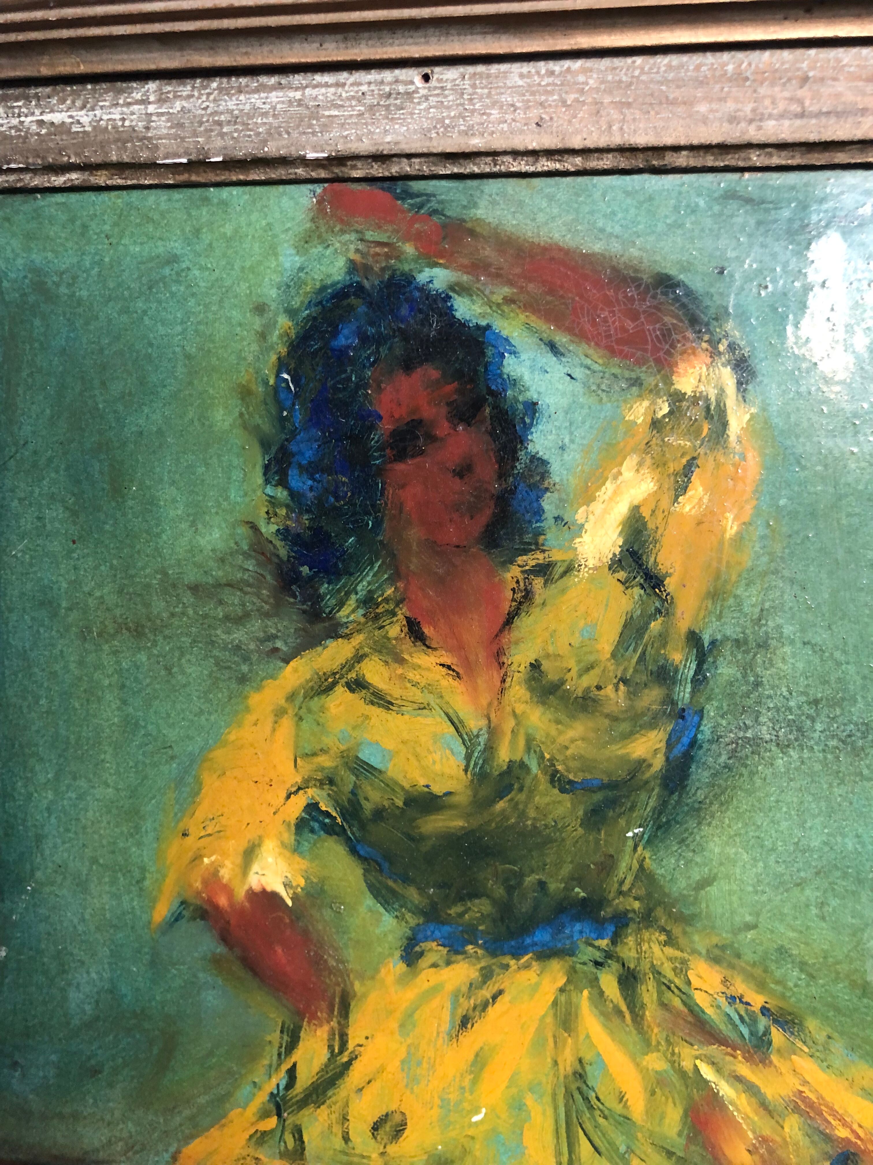 Spanish dancer oil on panel