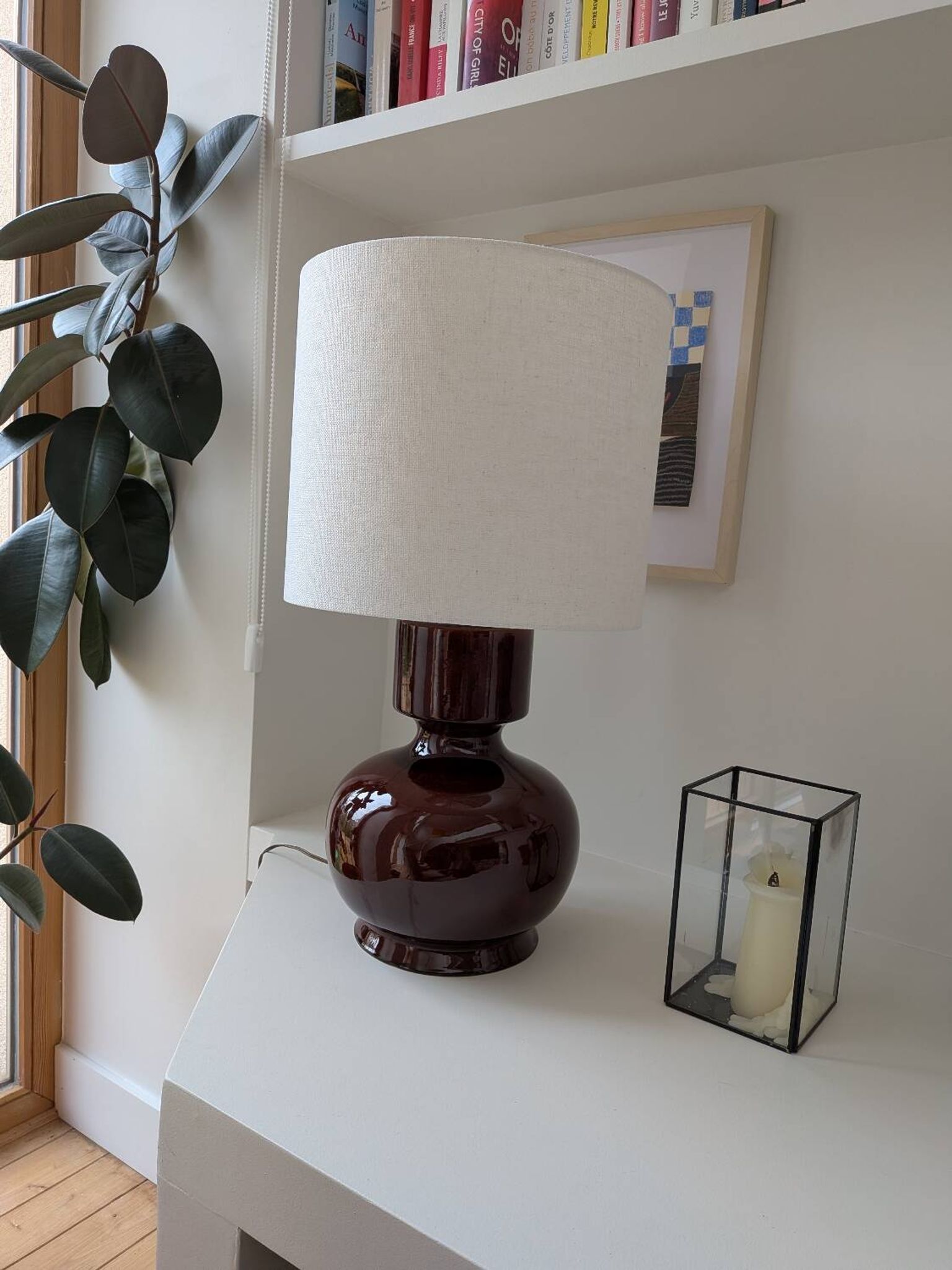 Lampe céramique et abat jour crème