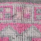 Pink Green Modern Oushak Runner Rug, 89x354Cm