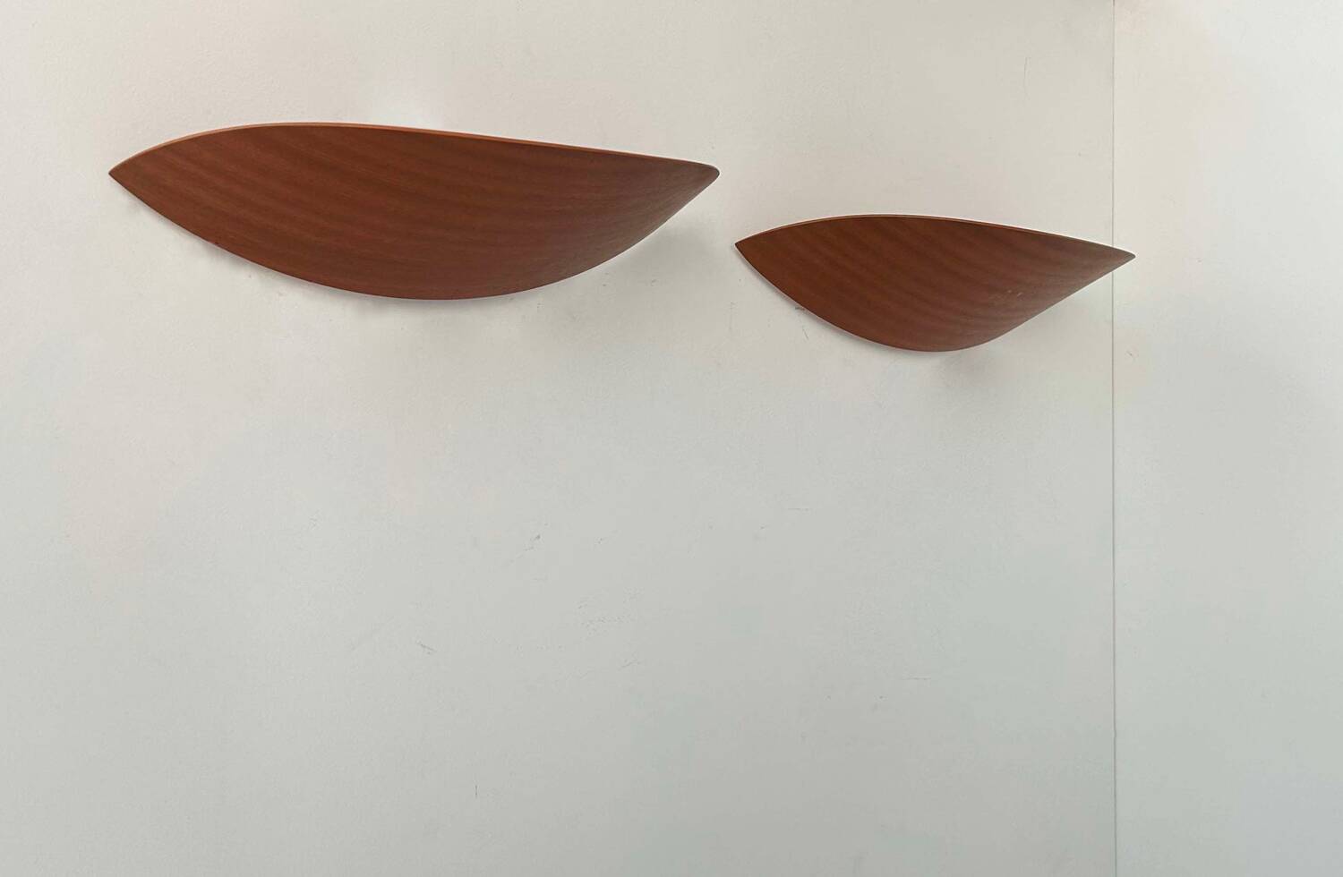 Pair of vintage wall lights, thermoformed wood, France 1970