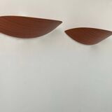 Pair of vintage wall lights, thermoformed wood, France 1970