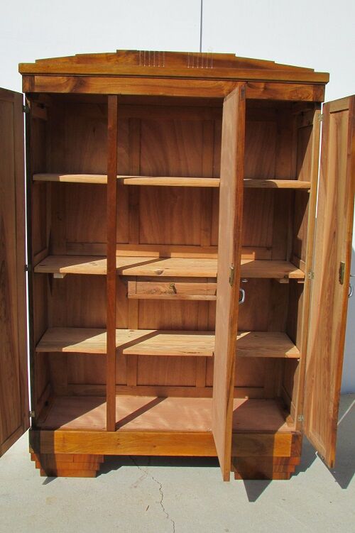 Art deco wardrobe three walnut doors