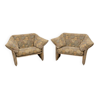Pair of jacquard fabric armchairs, Mario Bellini, "Le stelle" B&B Italia,70