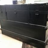 Black ancient travel trunk, 19th