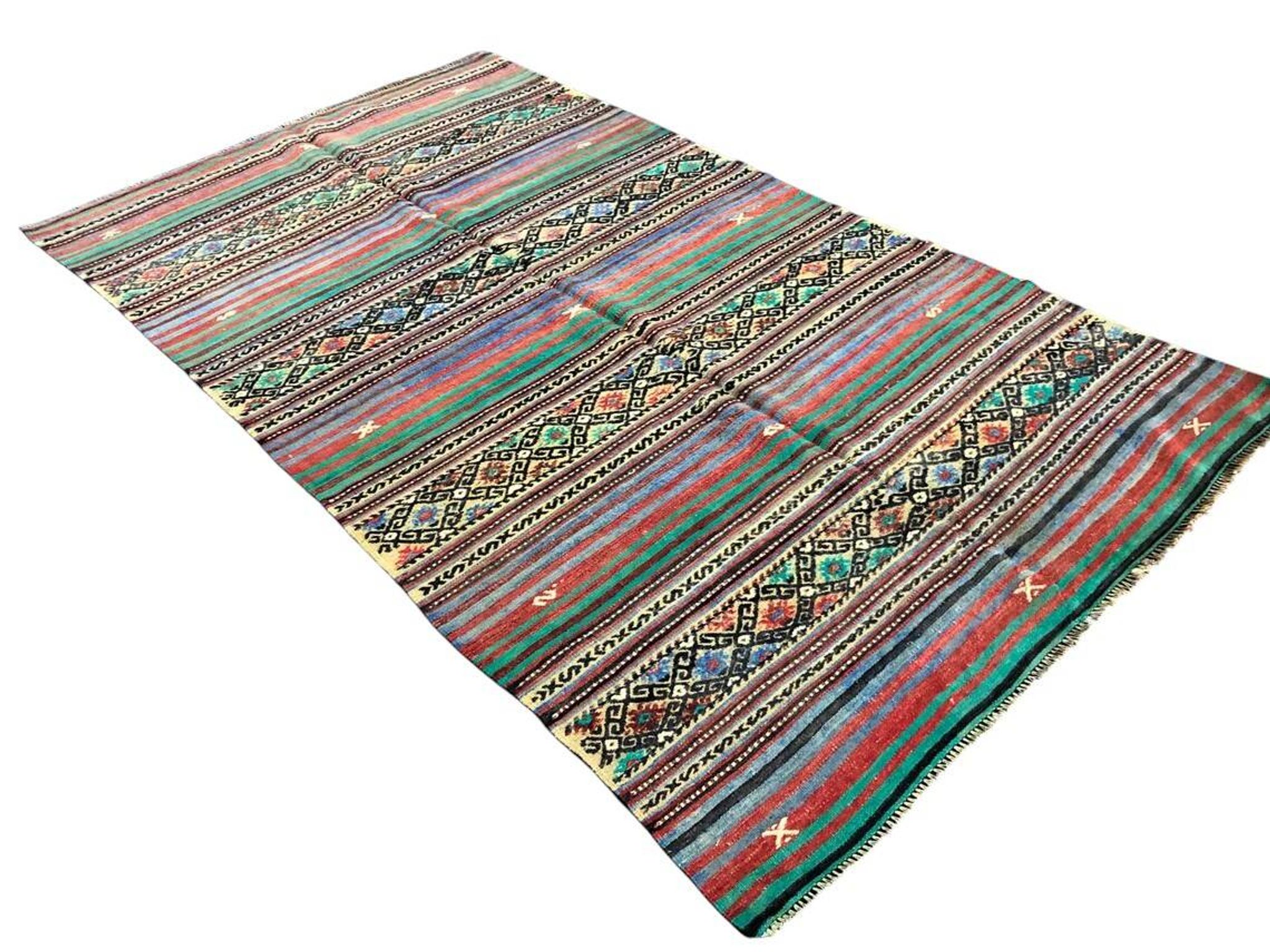 Neutral Turkish Stripe Kilim Rug
