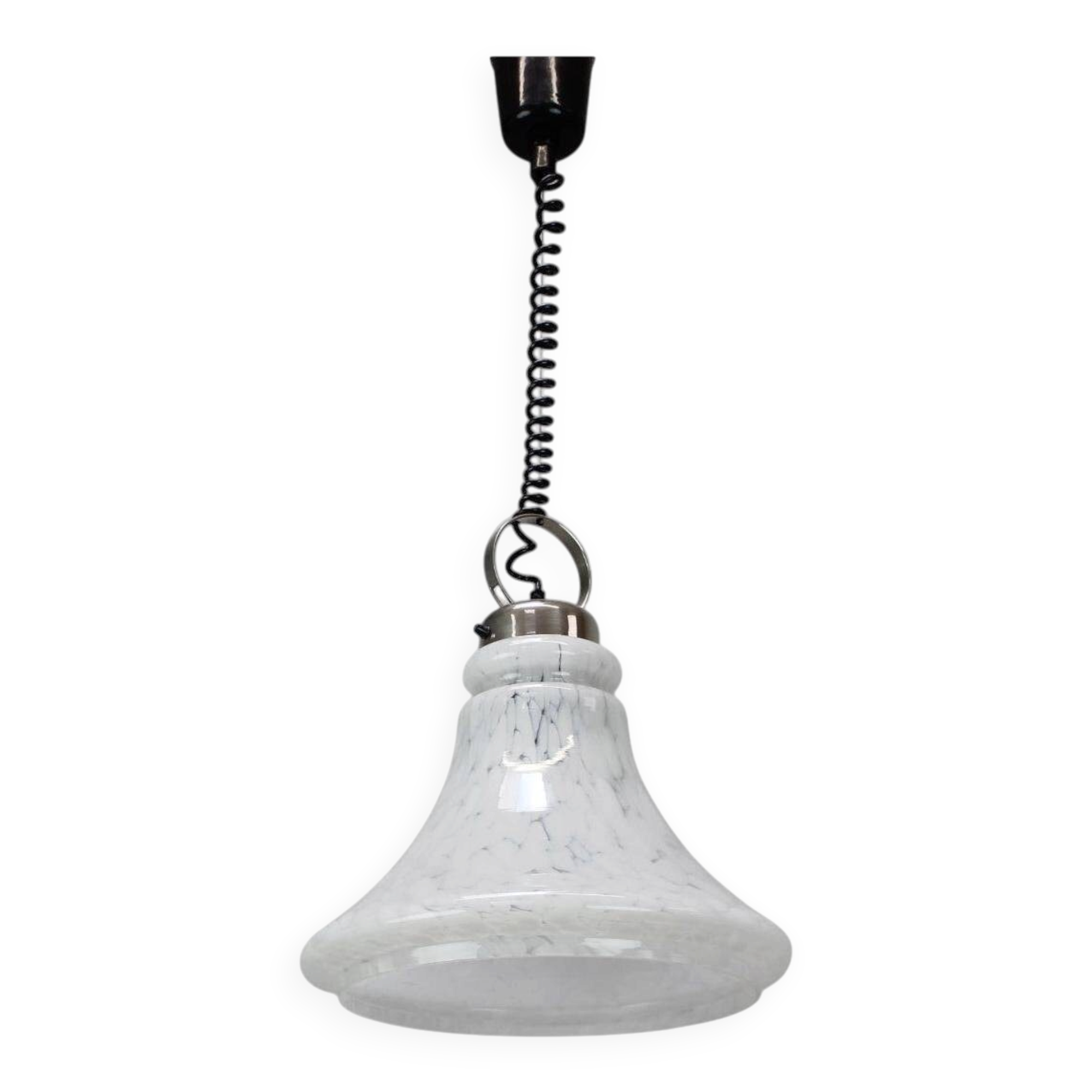1970s Czechoslovak Mid-Century Glass Pendant Lamp with Marbled Shade