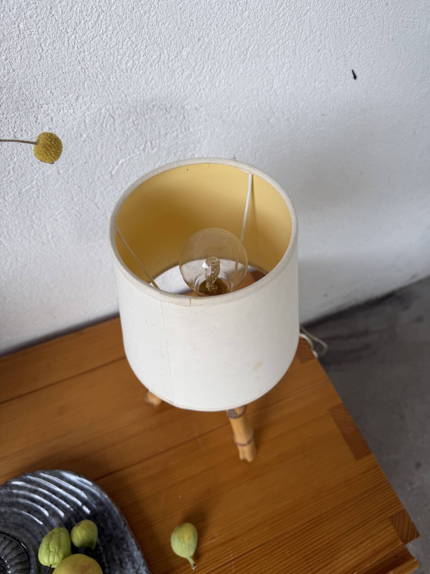 1960s rattan desk or table lamp