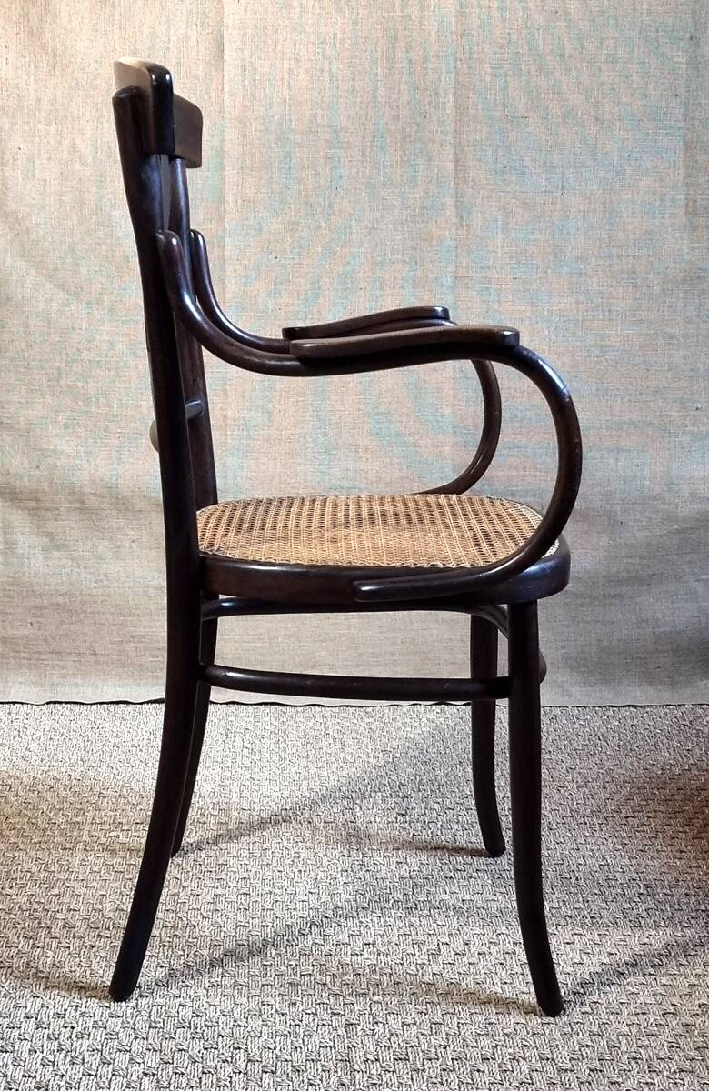 Fischel Jugendstil bistro armchair in curved wood, Thonet period