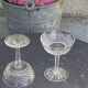 6 champagne glasses in glass and transparent crystal, antique chiseled