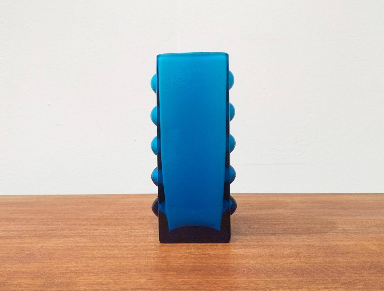 Mid-century German block glass bubble vase by Karl Friedrich Glass.