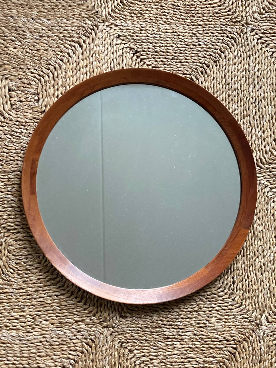 Danish Teak wood Round Mirror. 1960s