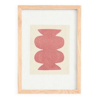 Peinture illustration abstraite rose signée Eawy