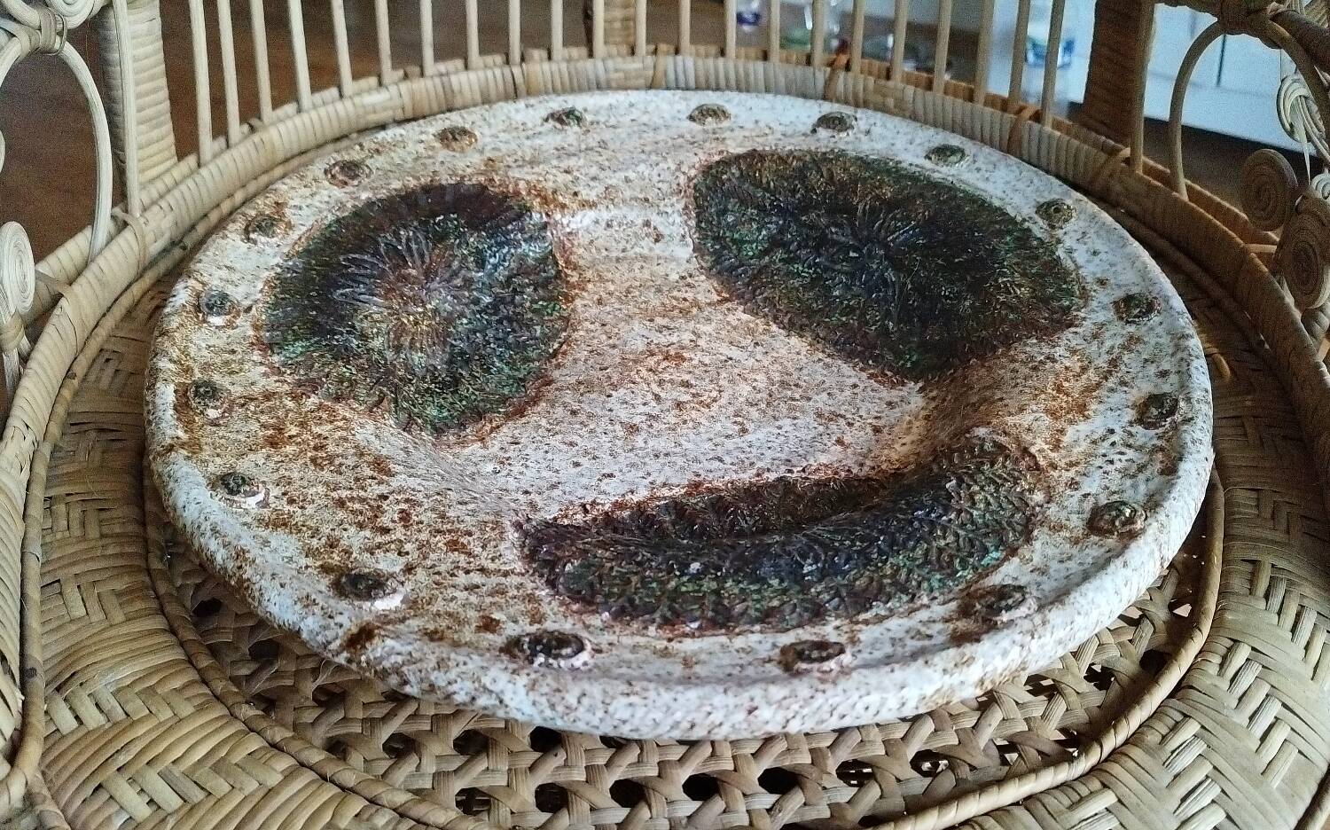 Enamelled ceramic dish by Albert Thiry in Vallauris