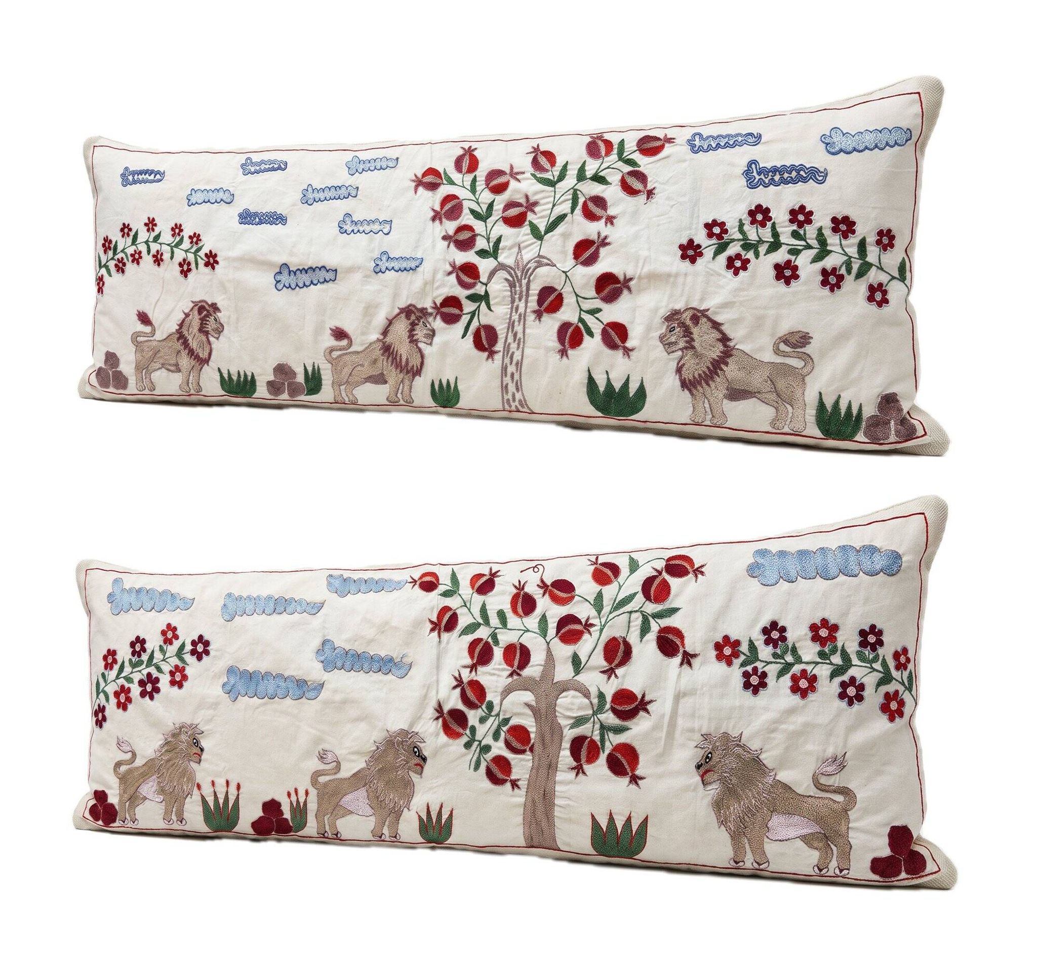 Set of 2 embroidered decorative cushion covers 46x137 cm