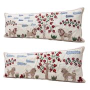 Set of 2 embroidered decorative cushion covers 46x137 cm