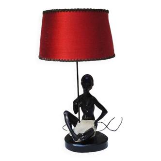 Ancienne lampe statuette femme africaine