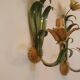 Floral single-arm wall lights, wall sconces, toleware, French vintage enamel.