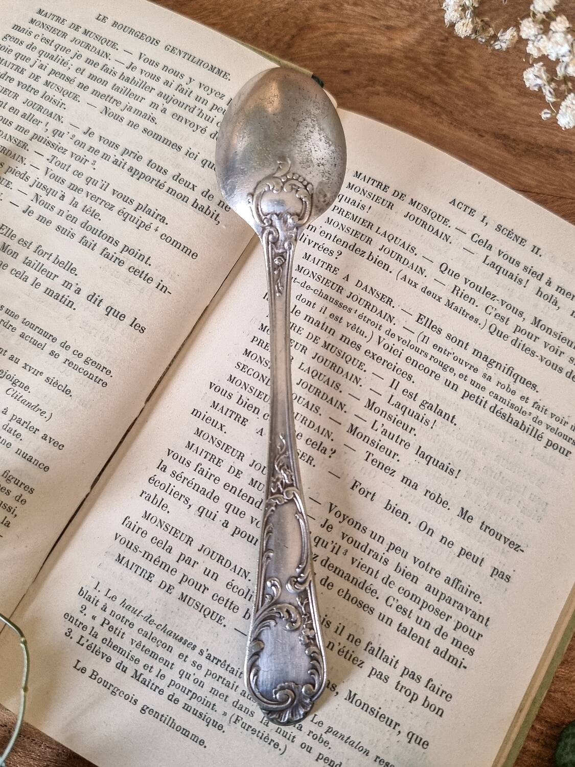 6 small spoons, silver metal 5gr, mix of 2 models, art nouveau style