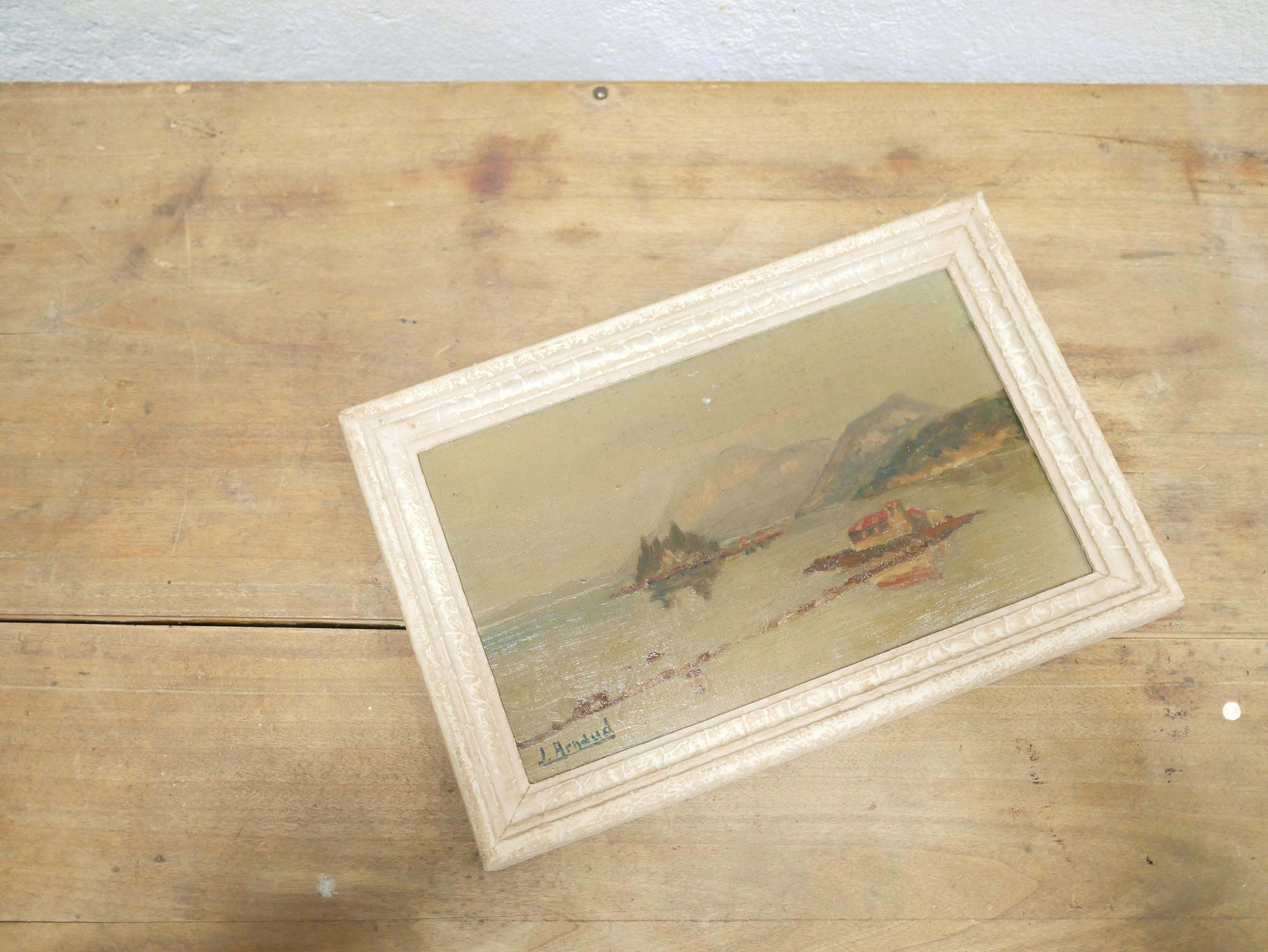 Vintage painting, oil on panel signed J. Arnaud