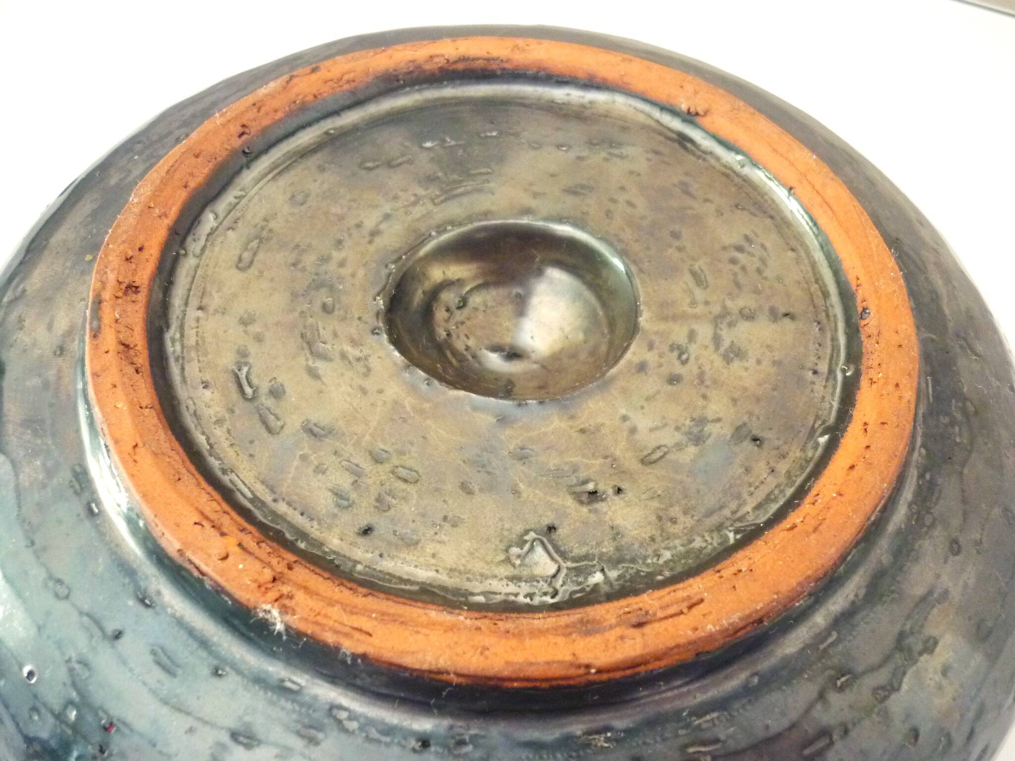 Black ceramic ashtray, enamelled, signed Jean Marais, 1960s/1970s