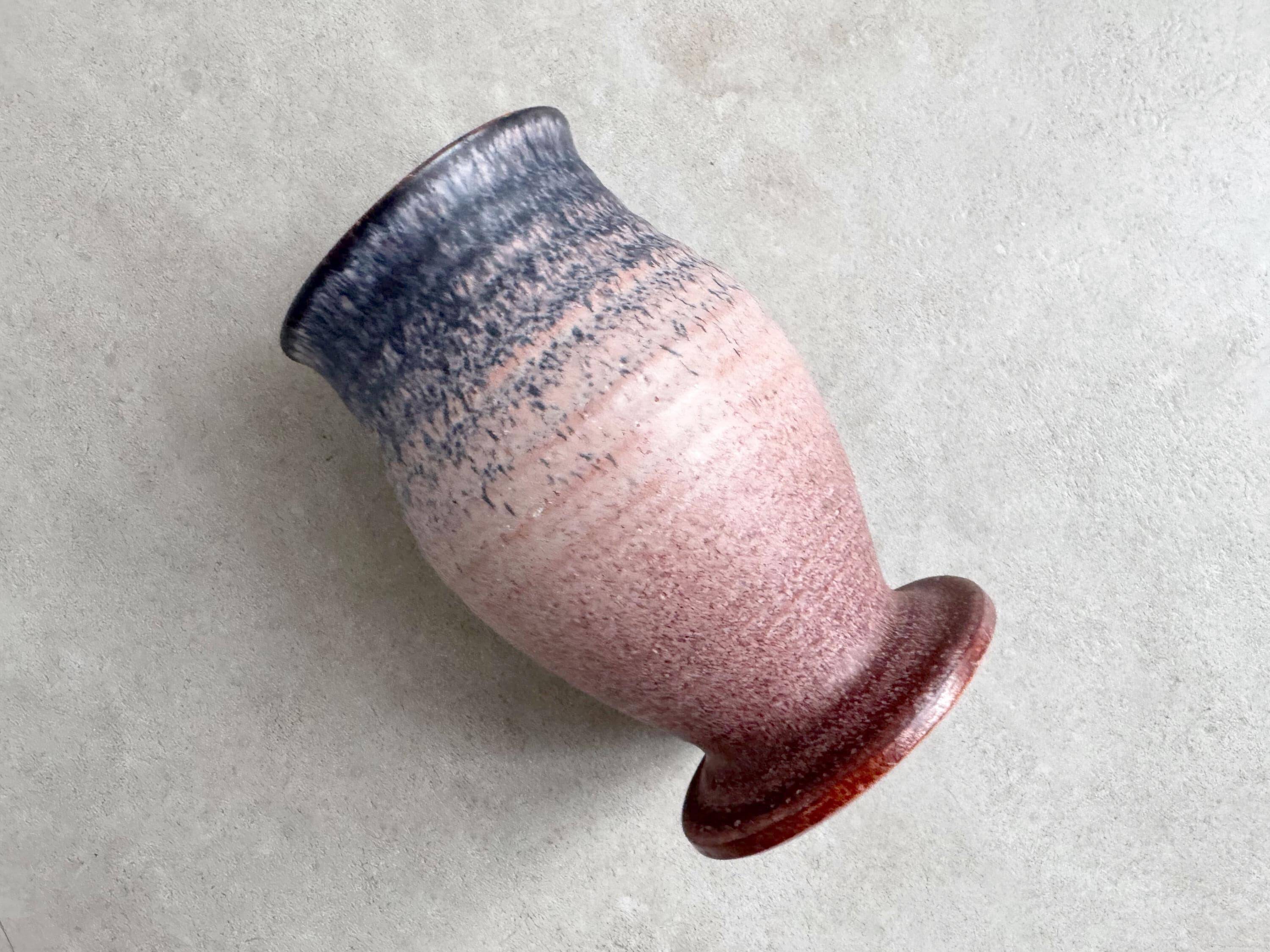 Vintage blue and pink ceramic vase