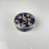 Chinese blue porcelain box with bird and flower motif