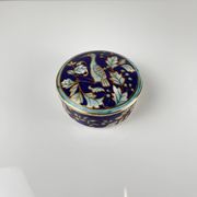 Chinese blue porcelain box with bird and flower motif