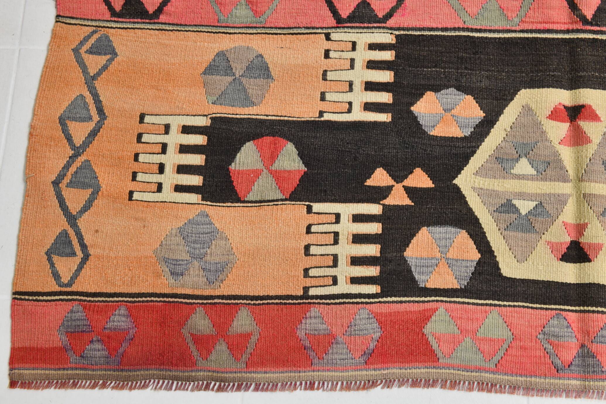 6x8 Kilim Multicolor Geometric Style Kilim Rug, 168x235 Cm