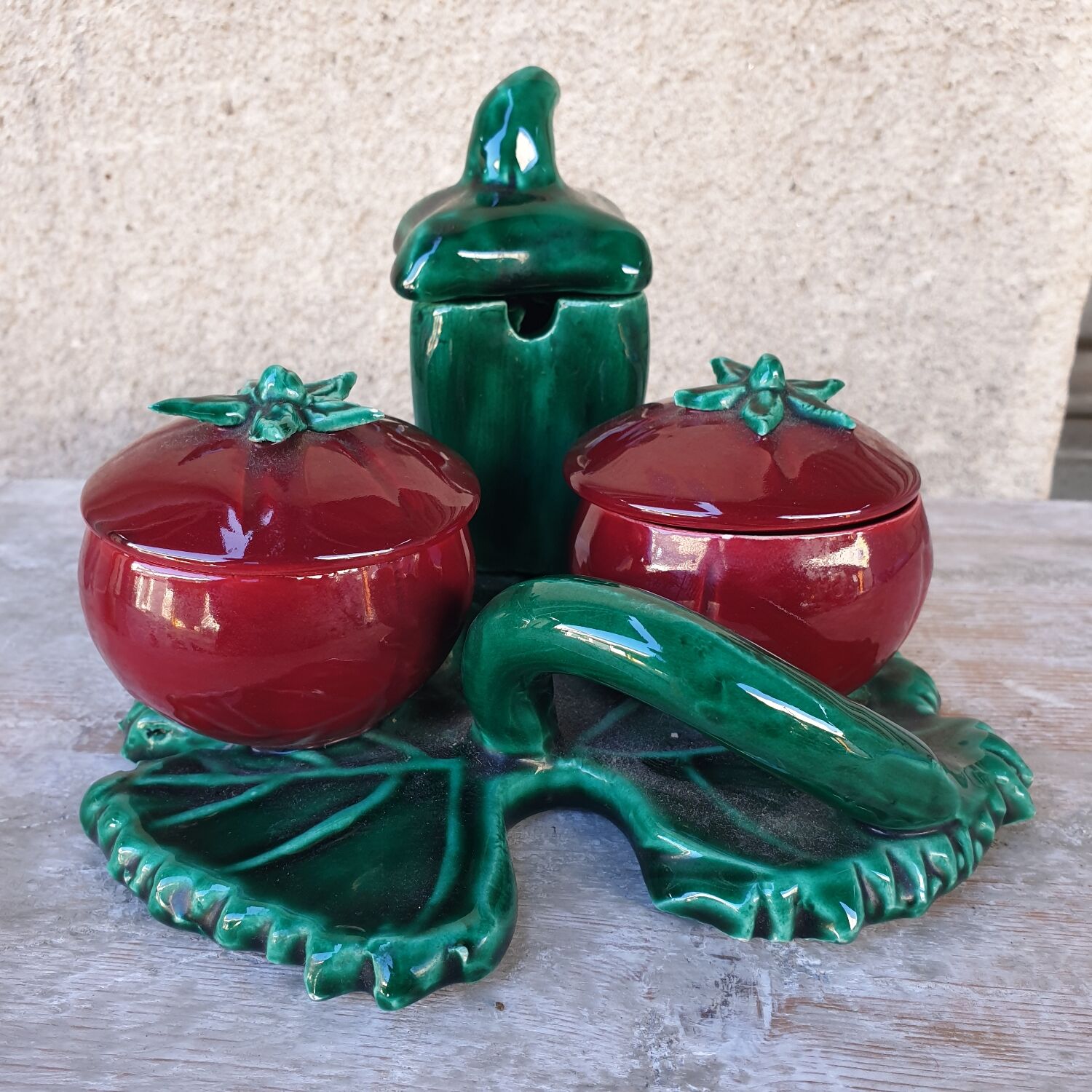 Service ceramique vintage sel poivre moutarde années 1950 1960