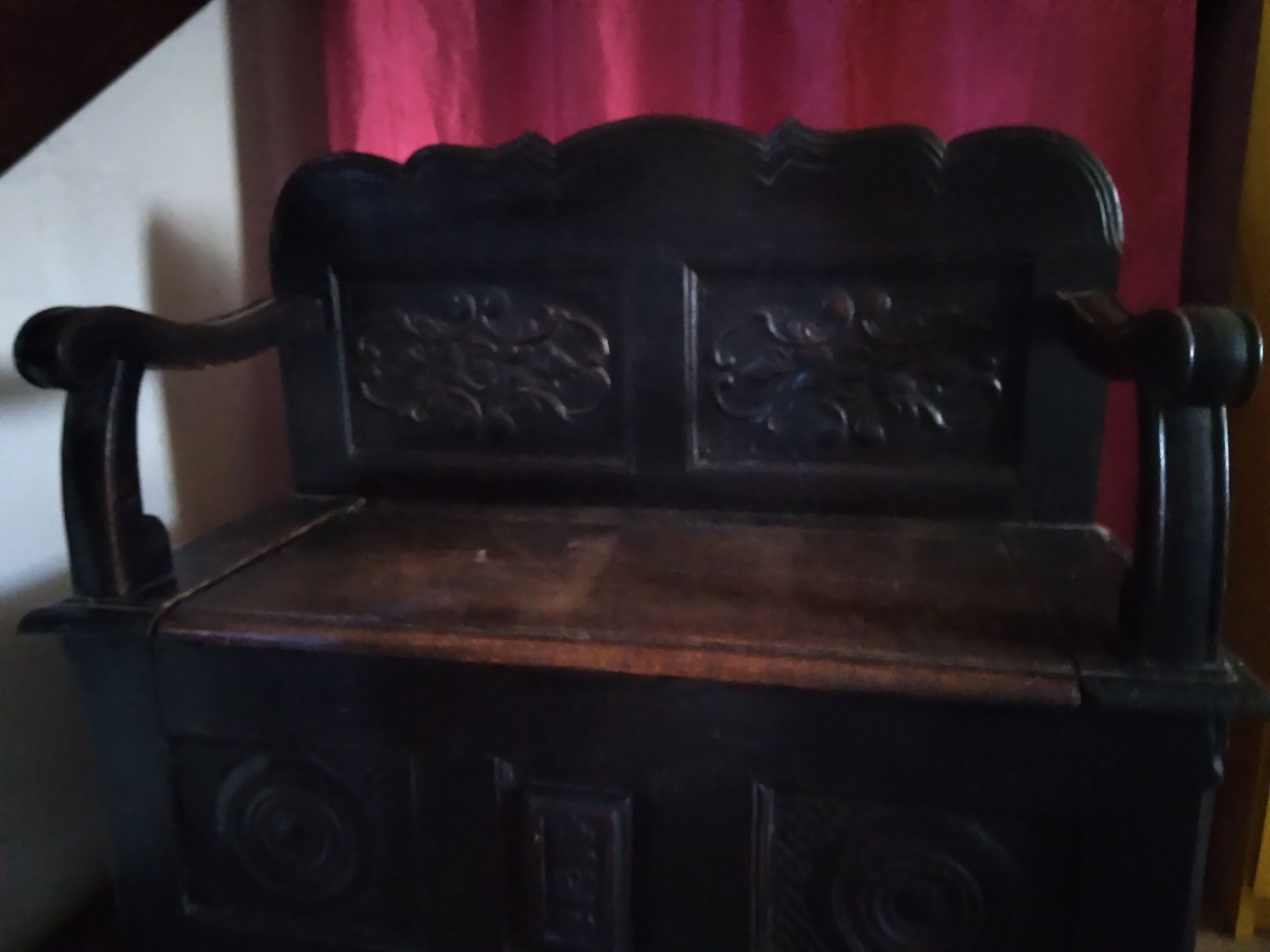 Old Breton enclosed bed chest bench