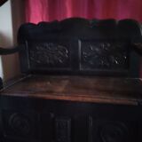 Old Breton enclosed bed chest bench