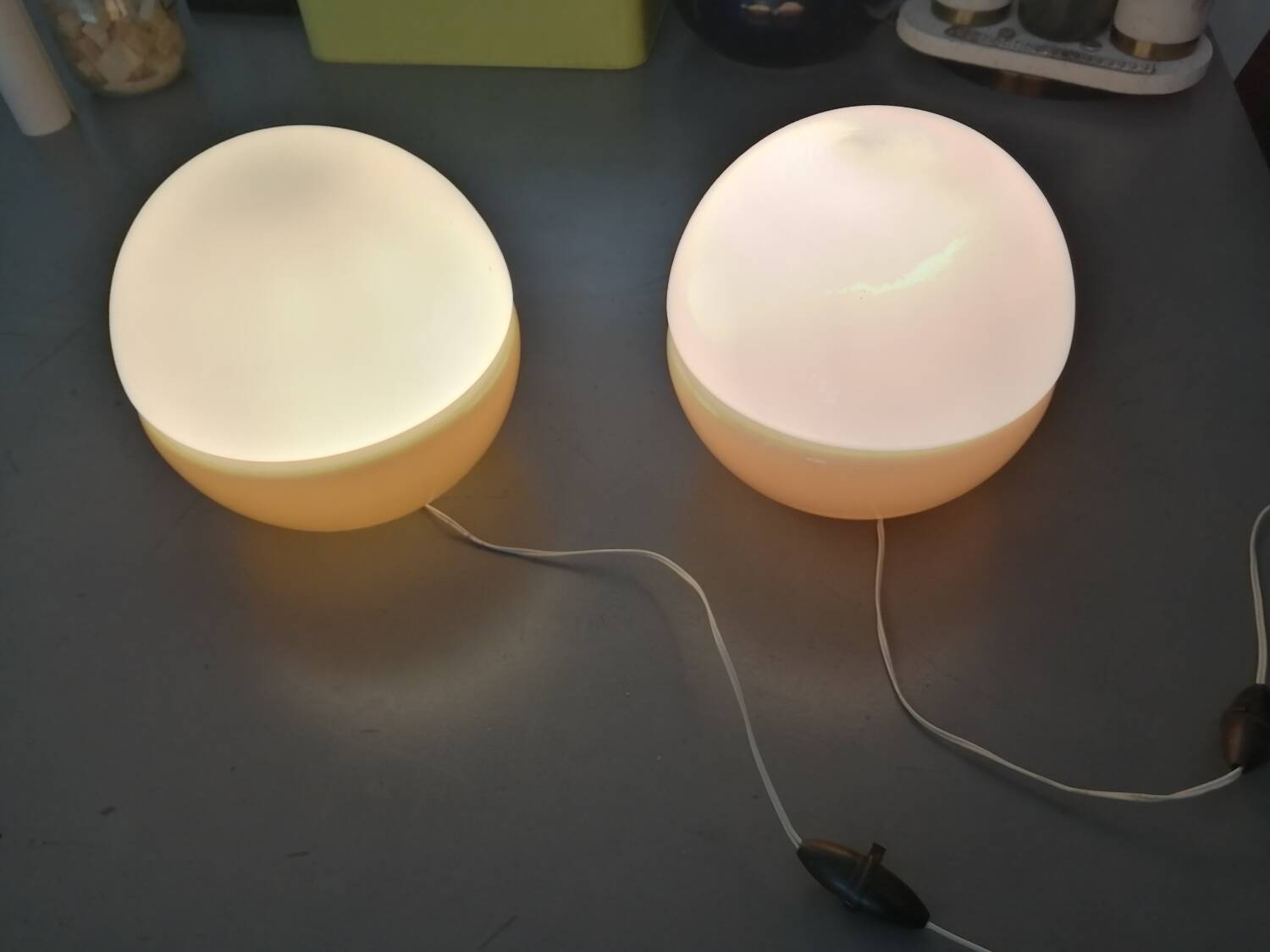 Pair of vintage glass table lamps