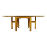 Vintage scandinavian pine drop-leaf dining table, edvin helseth, norway 70s