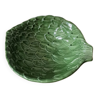 Vintage green slip bowl artichoke shape