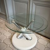 Vintage glass and chrome coffee table