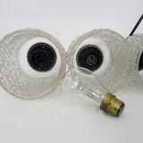 Suspension waterfall vintage in chrome polished and glass chiseled 3 lights 70s