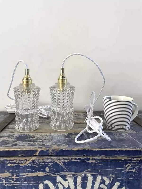 Lampes baladeuses vintage en verre ciselé