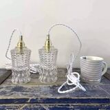 Vintage chiseled glass portable lamps