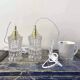 Vintage chiseled glass portable lamps