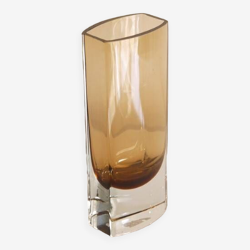 Vase vintage scandinave en verre ambré 1970