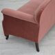 Canapé 2 places danois des années 1950, velours de mobilier rose saumon, pieds en bois de chêne.