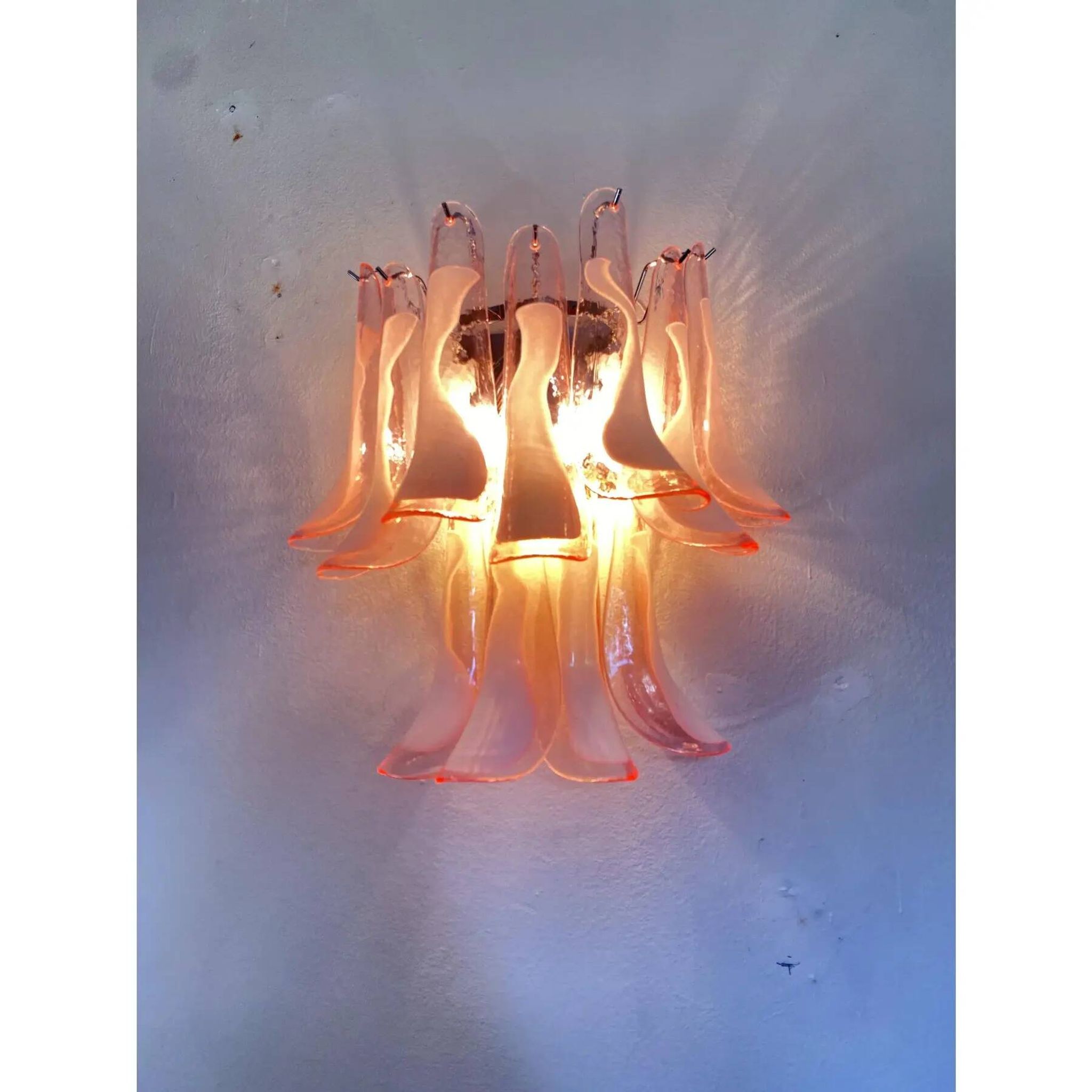 Appliques murales en verre de Murano rose blush – Une paire