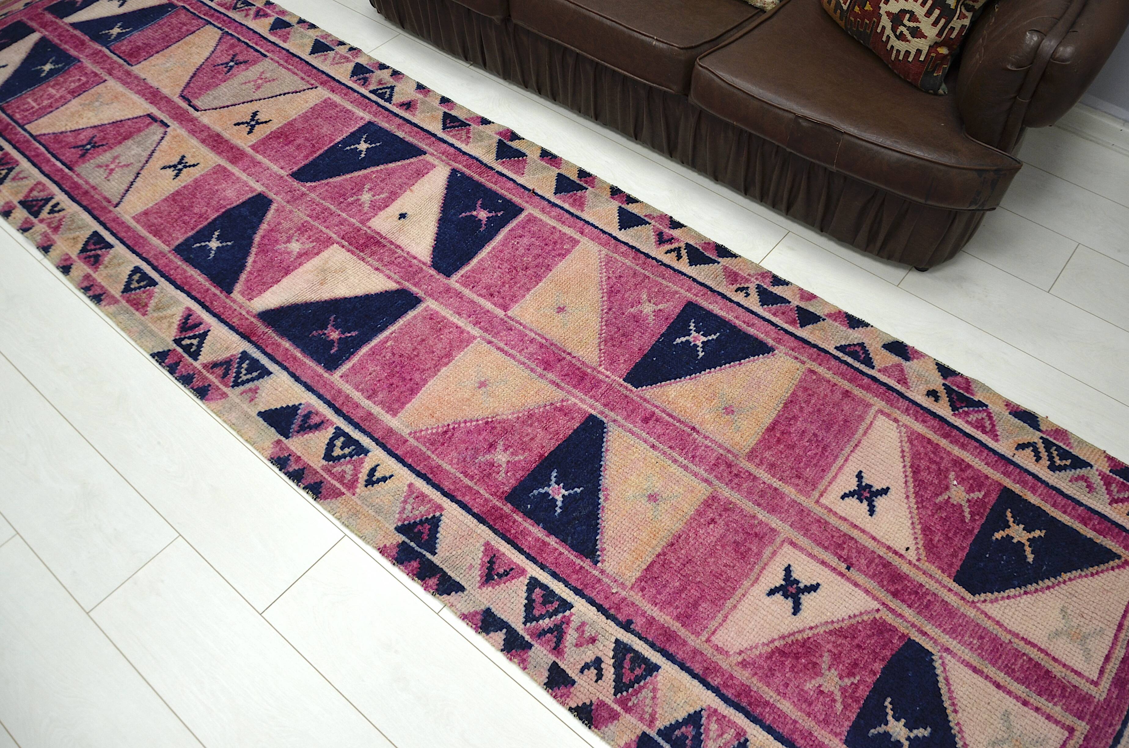 Pink & Dark Blue Anatolian Runner sku 2269.