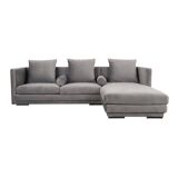 Silver velour corner sofa, Scandinavian design, 00s