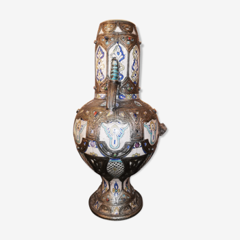 Vase potiche  en ceramique et argent orientaliste Maroc